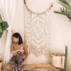 大型月亮捕夢網編織壁幔 HandMade Bohemian Moon Dreamcatcher