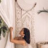 大型月亮捕夢網編織壁幔 HandMade Bohemian Moon Dreamcatcher