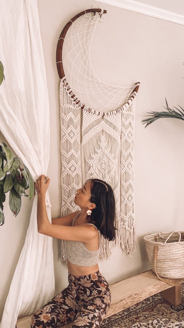 大型月亮捕夢網編織壁幔 HandMade Bohemian Moon Dreamcatcher