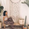 大型月亮捕夢網編織壁幔 HandMade Bohemian Moon Dreamcatcher